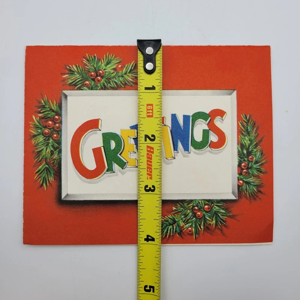 Vintage‎ Christmas Card Greetings Colorful Lettering Holiday Decor
